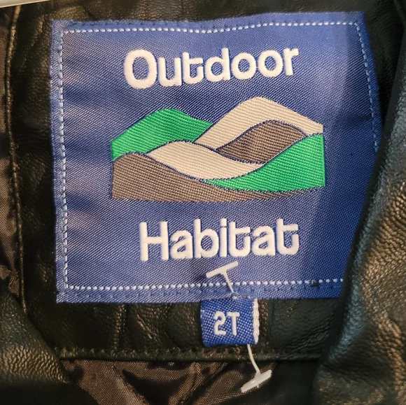 Outdoor HabitatBlack Boys Faux Motorcycle USA Leather Jacket Eagle Size 2T